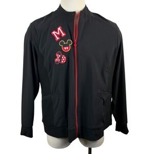 Disney Mickey Minnie Mouse Black Zip Up Jacket Track Style Size 2XL
